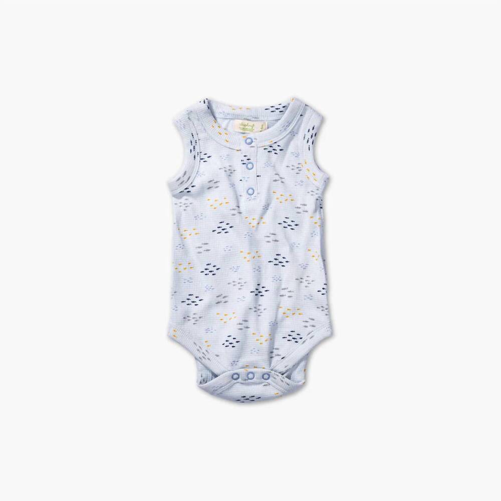 NEW SAPLING ORGANIC sardine waffle tank body suit in blue